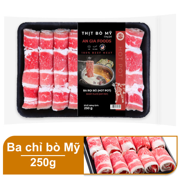 Ba chỉ bò Mỹ Hot pot An Gia Food 250g