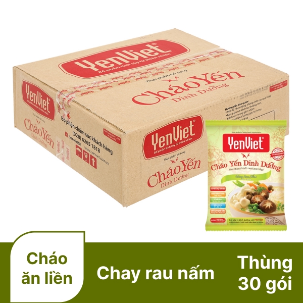 Thùng 30 gói cháo yến chay Yến Việt rau nấm 50g