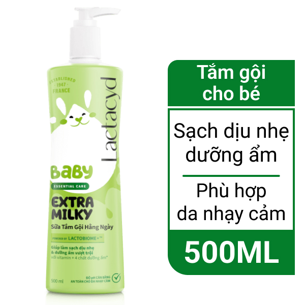 Tắm gội Lactacyd Baby Extra Milk 500ml