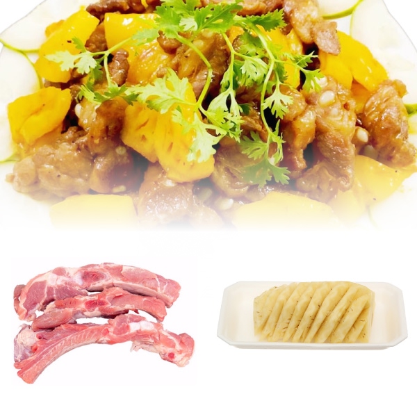 Sườn non heo nhập khẩu Brazil 300g + Thơm trái gọt sẵn 200g
