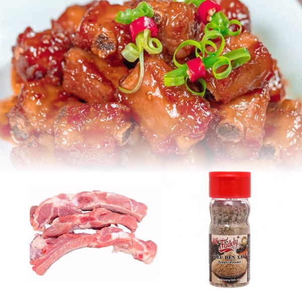 Sườn non heo Brazil 300g + Tiêu đen xay Fadely 45g