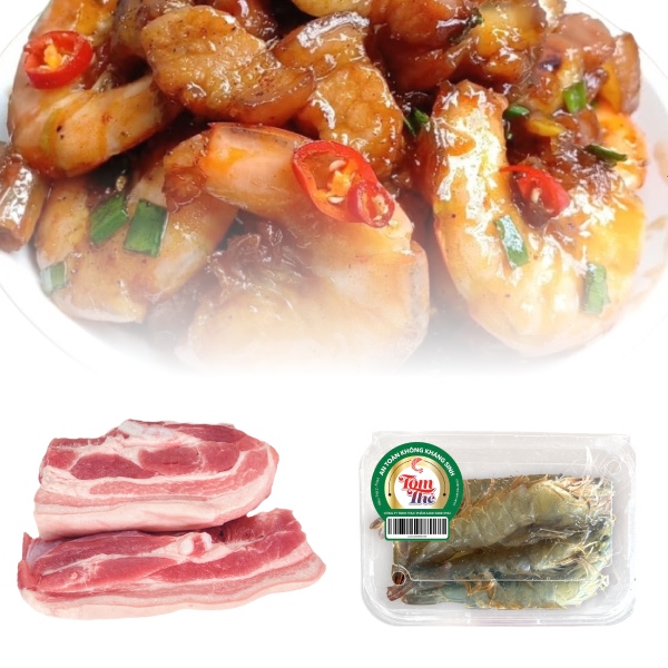 Ba rọi heo nhập khẩu Nga 300g + Tôm thẻ Minh Phú 200g