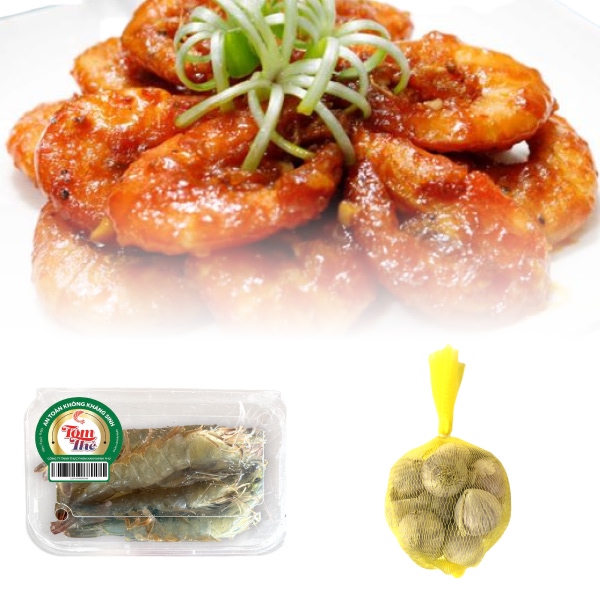 Tôm thẻ Minh Phú 200g + Tỏi cô đơn 200g