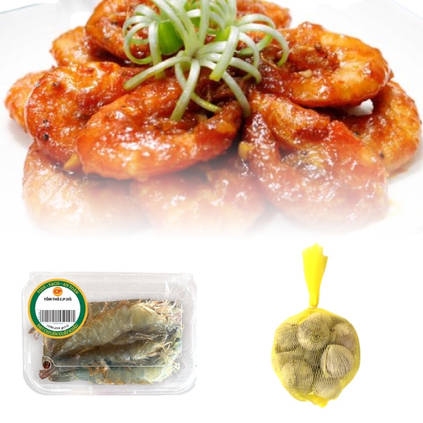 Tôm thẻ CP + Tỏi cô đơn 200g