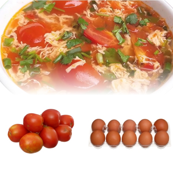 Cà chua 300g + Trứng gà hộp 10 quả