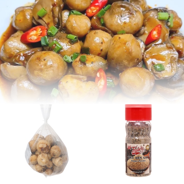 Nấm rơm túi 200g + Tiêu đen xay Fadely hũ 45g