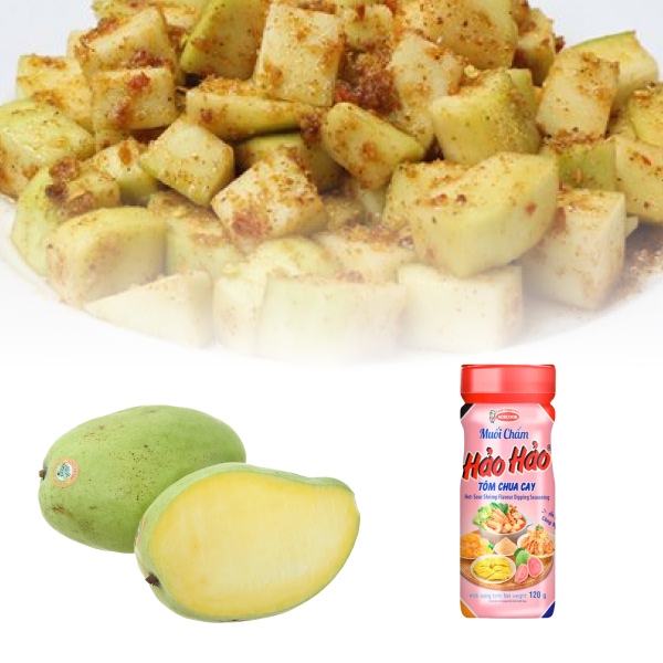 Xoài tứ quý 1kg + Muối chấm Hảo Hảo tôm chua cay 120g