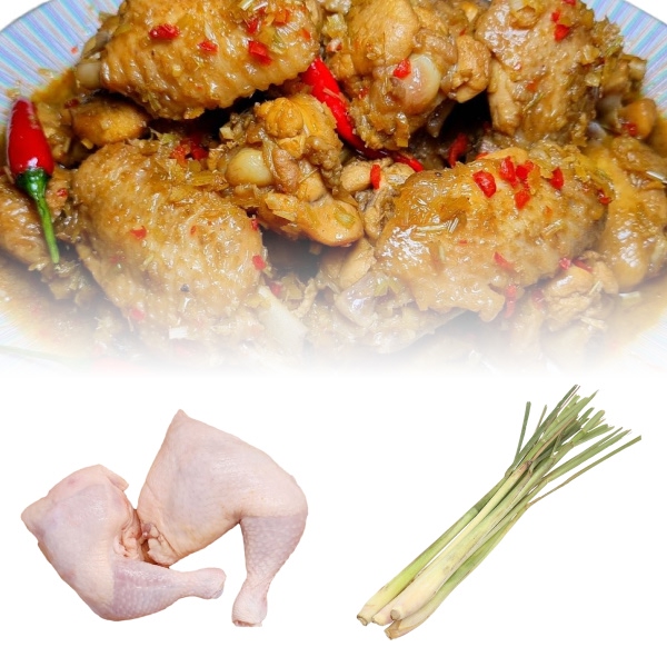 Đùi gà góc tư 500g + sả cây bó 200g