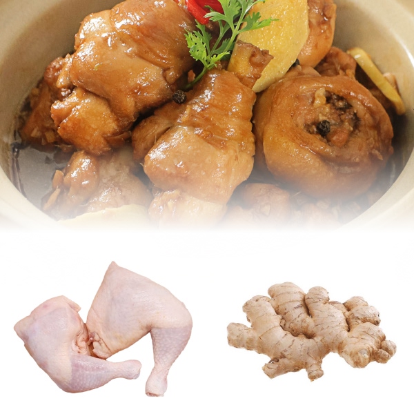 Đùi gà góc tư 500g + Gừng 100g