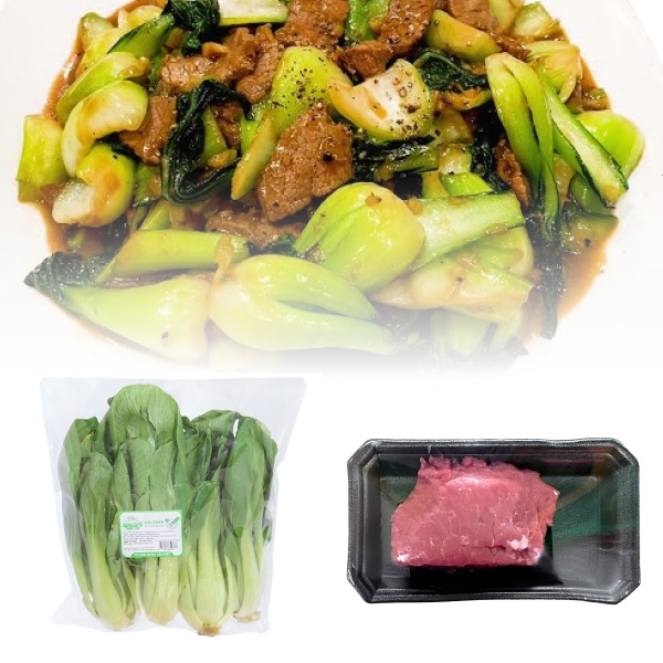 Cải thìa 300g + Đùi bò 150g