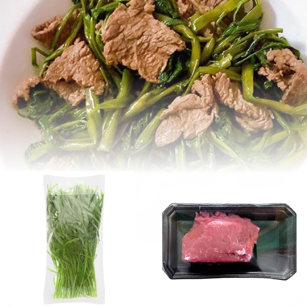 Rau muống hạt 400g + Đùi bò 150g