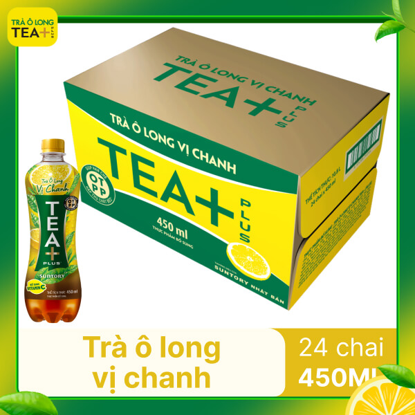 Thùng 24 chai trà ô long chanh Tea Plus 450ml