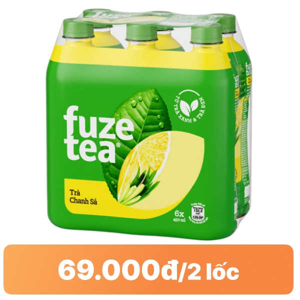 6 chai trà chanh sả Fuze Tea 450ml