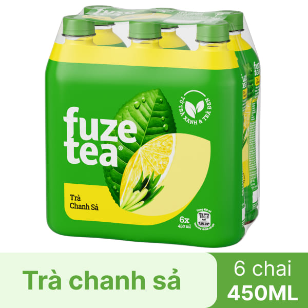 6 chai trà chanh sả Fuze Tea 450ml