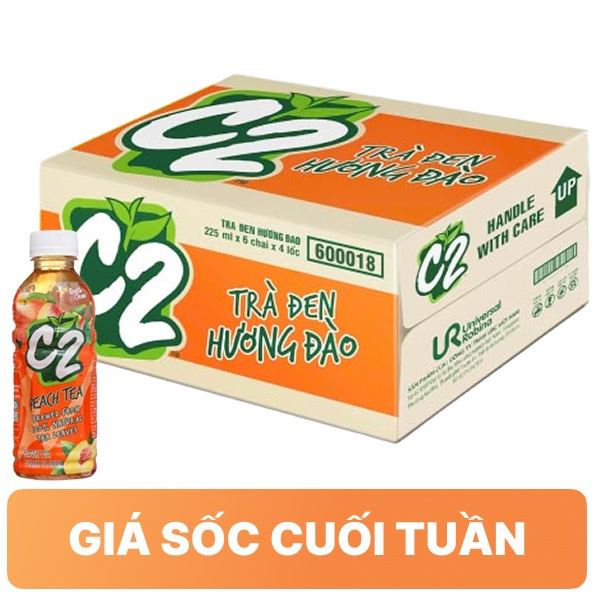 Thùng 24 chai trà đen đào C2 225ml