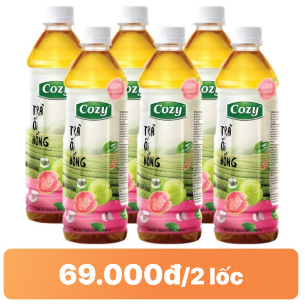 Lốc 6 chai trà ổi hồng Cozy 455ml