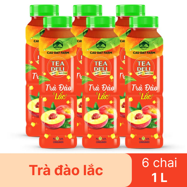 Lốc 6 chai trà đào lắc Fruit Deli 1 lít