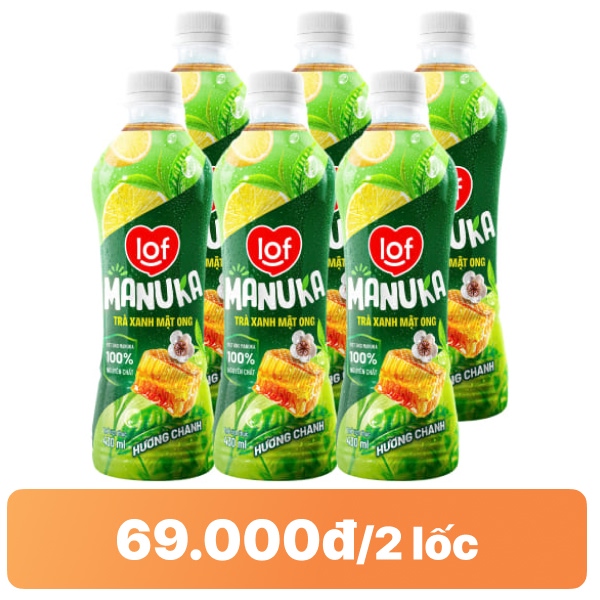 6 chai trà xanh mật ong chanh LOF Manuka 430ml