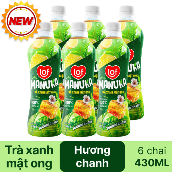 Lốc 6 chai trà xanh mật ong hương chanh LOF Manuka 430ml