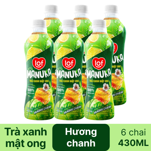 Lốc 6 chai trà xanh mật ong hương chanh LOF Manuka 430ml