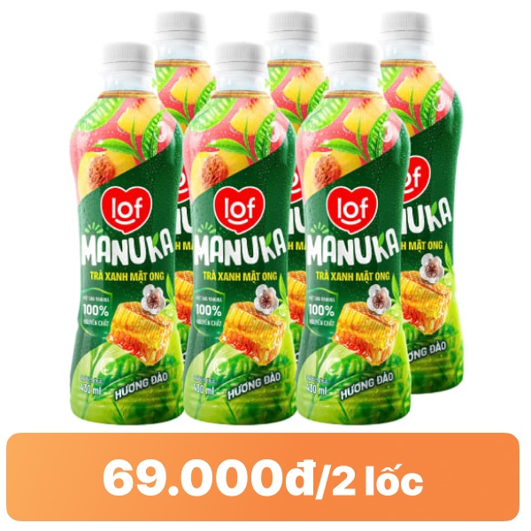 6 chai trà xanh mật ong đào LOF Manuka 430ml