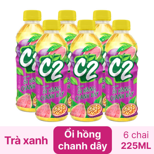 6 chai trà xanh C2 ổi hồng chanh dây 225ml