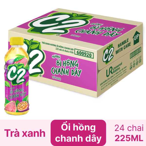 Thùng 24 chai trà xanh C2 ổi hồng chanh dây 225ml