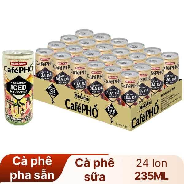 24 lon cà phê sữa MacCoffee Café Phố 235ml