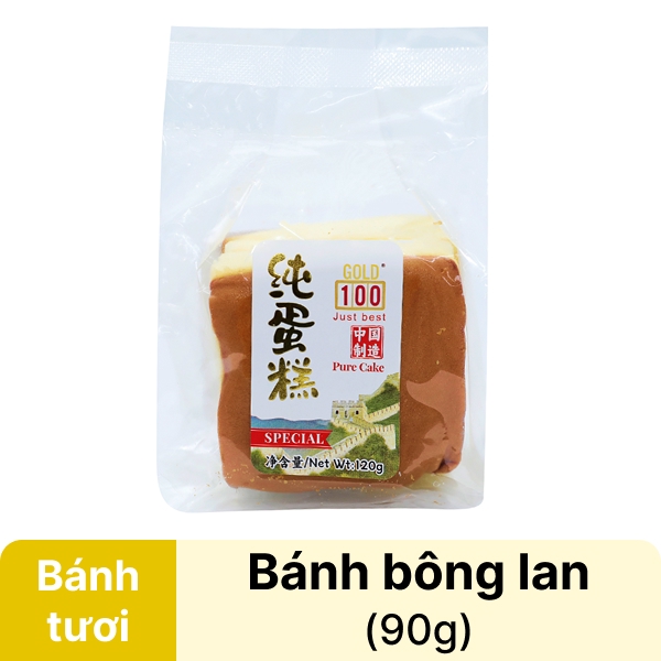 Bánh bông lan tươi vuông GOLD100 gói 120g