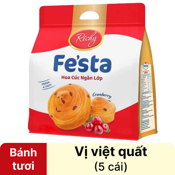 Bánh mì hoa cúc ngàn lớp vị việt quất Fe'sta Richy gói 140g