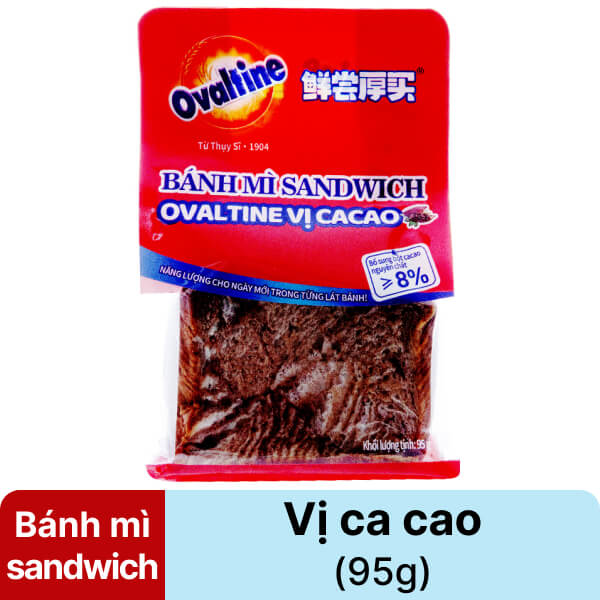 Bánh mì sandwich vị ca cao Ovaltine gói 95g