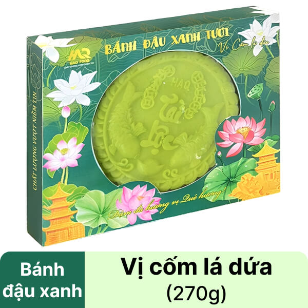 Bánh đậu xanh cốm lá dứa HAQ Food hộp 270g