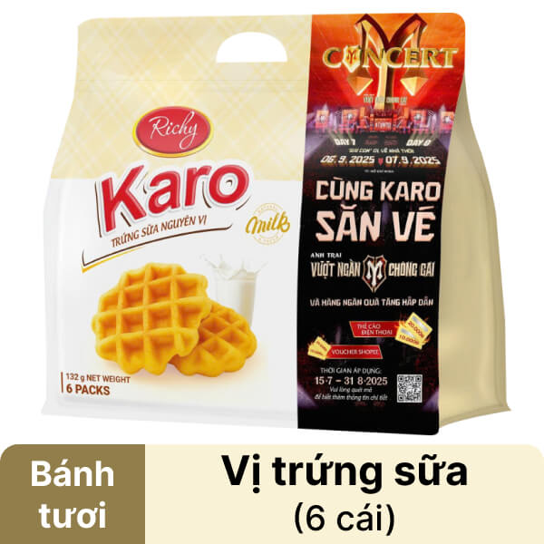Bánh trứng sữa nguyên vị Karo túi 132g