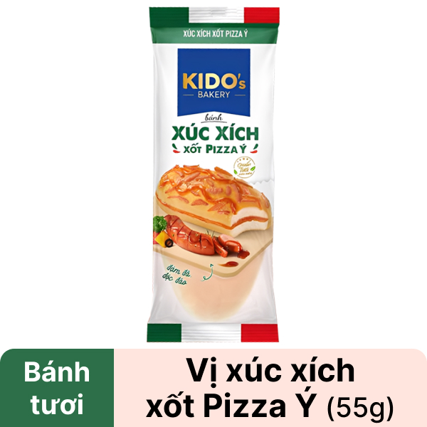 Bánh mì xúc xích xốt Pizza Ý Kido's Bakery 55g