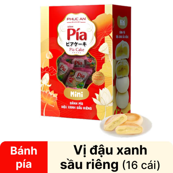 Bánh pía mini đậu xanh sầu riêng Phúc An hộp 320g