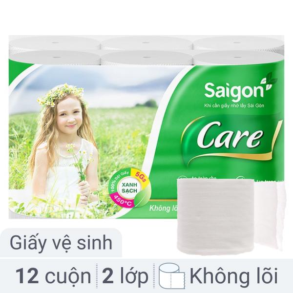 12 cuộn giấy Saigon Care 2 lớp không lõi