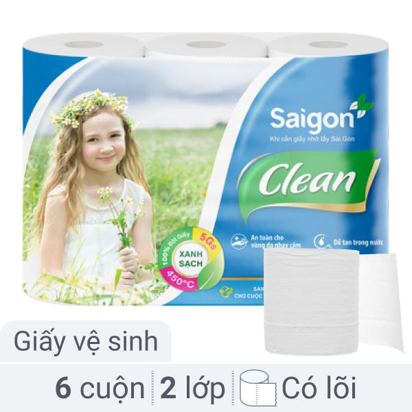 6 cuộn giấy Saigon Clean 2 lớp