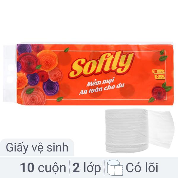 10 cuộn giấy Softly 2 lớp