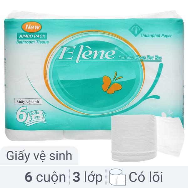 6 cuộn giấy vệ sinh Elène xanh ngọc 3 lớp