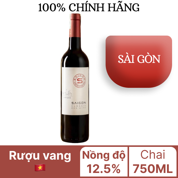 Rượu vang đỏ Sài Gòn Classic 12.5% chai 750ml