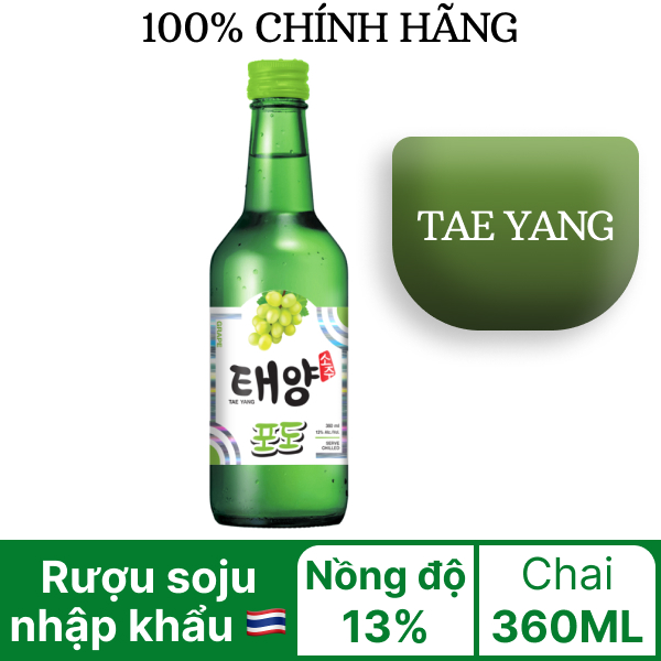 Rượu soju Tae Yang hương nho 13% chai 360ml