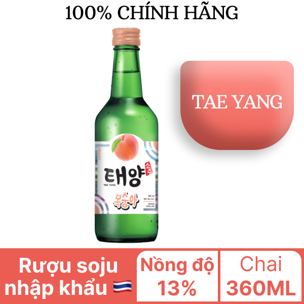 Rượu soju Tae Yang hương đào 13% chai 360ml