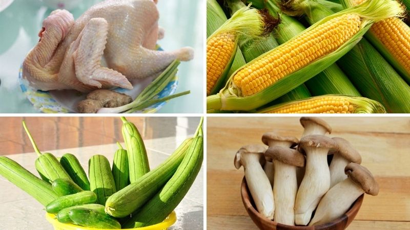 Nguyên liệu làm món gà hấp mướp