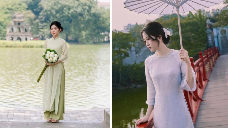 Chụp áo dài Tết ở Đền Ngọc Sơn