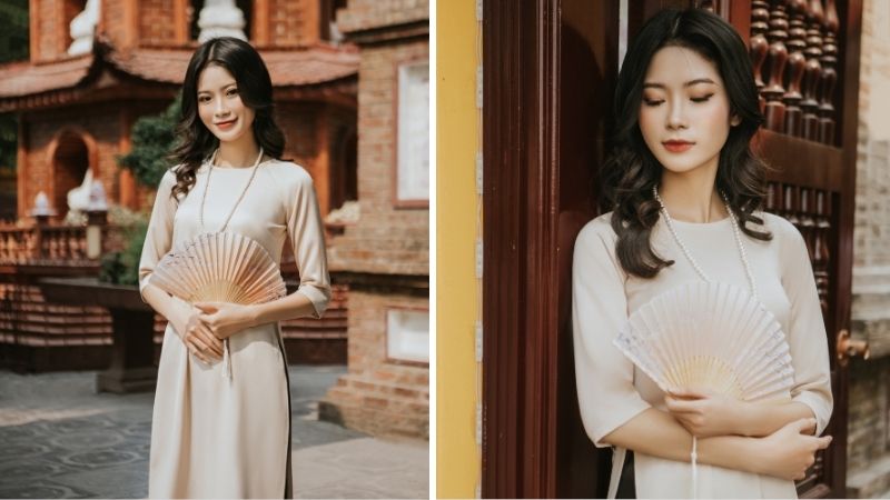 Ảnh áo dài Tết tại chùa Trấn Quốc