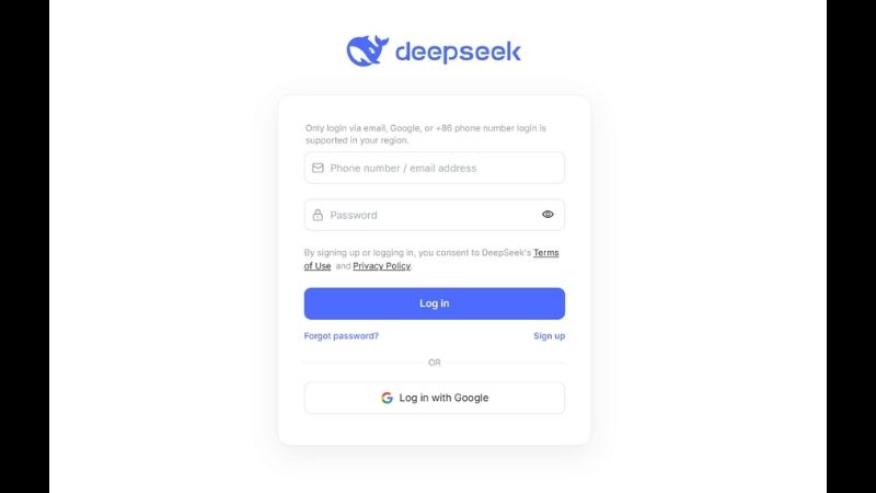 Trang đăng nhập DeepSeek