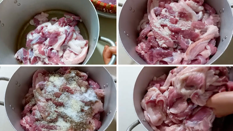 Bước 2: Ướp thịt làm bánh chưng Bước 2: Ướp thịt làm bánh chưng