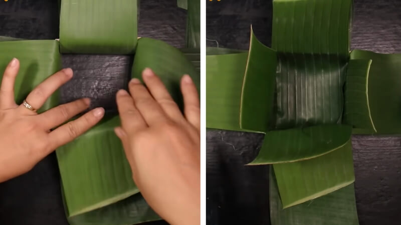 Tạo lớp lót cho khung gói bánh chưng Tạo lớp lót cho khung gói bánh chưng