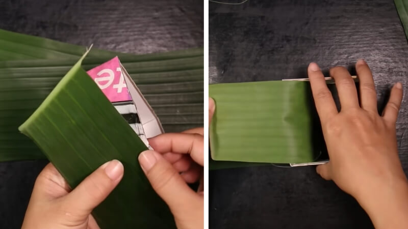 Lồng lá chuối vào khung Lồng lá chuối vào khung