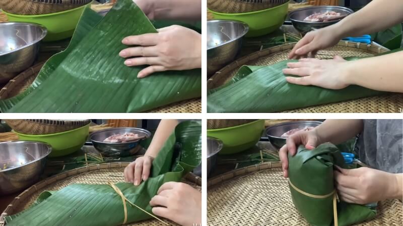 Bước 2: Định hình và buộc lạt bánh Bước 2: Định hình và buộc lạt bánh